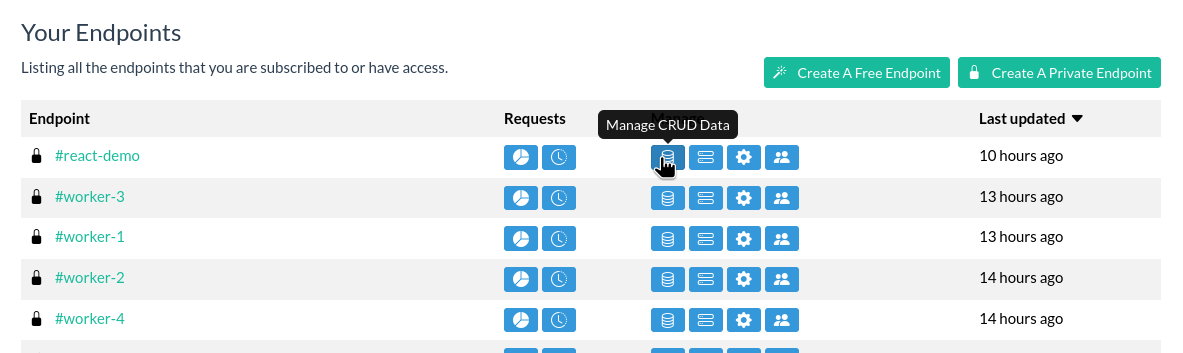 Click "Manage CRUD Data"