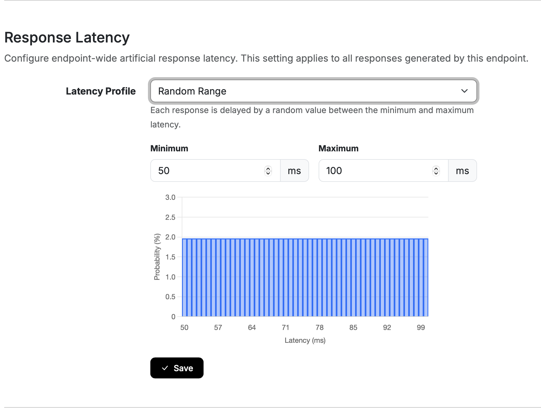 Random-range response latency profile