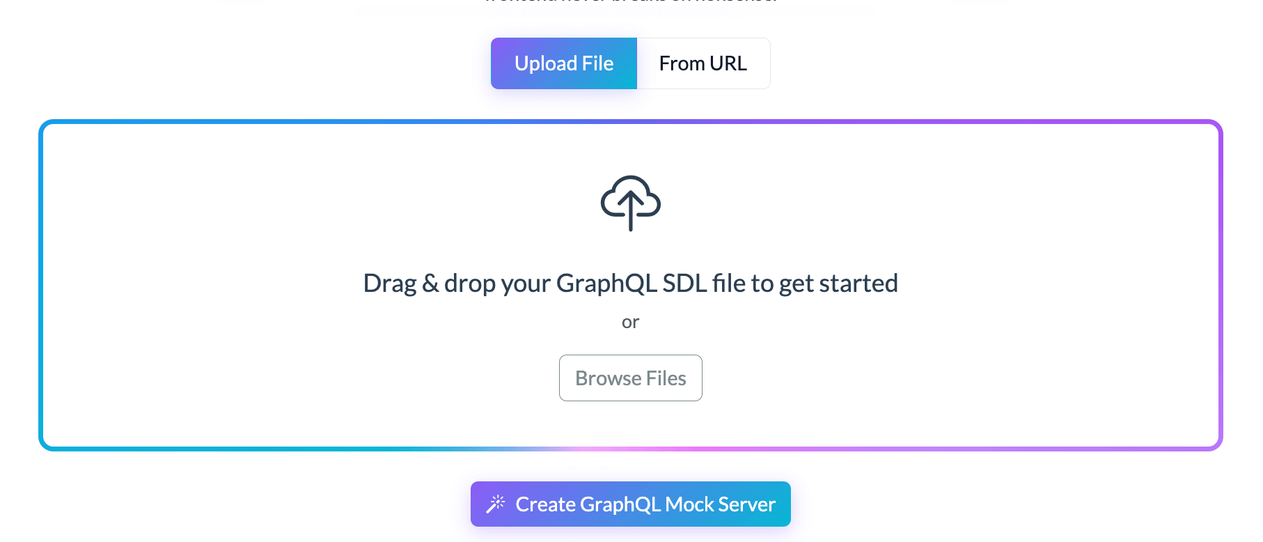 Create GraphQL mock server by uploading SDL file