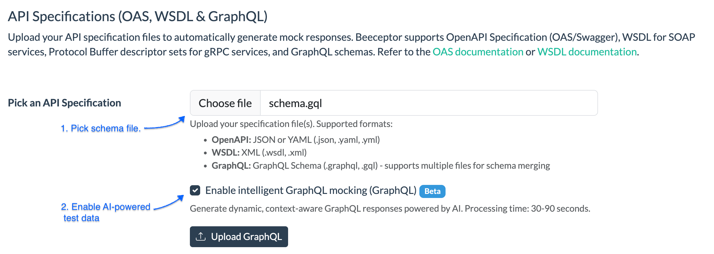 Create GraphQL mock server from settings page