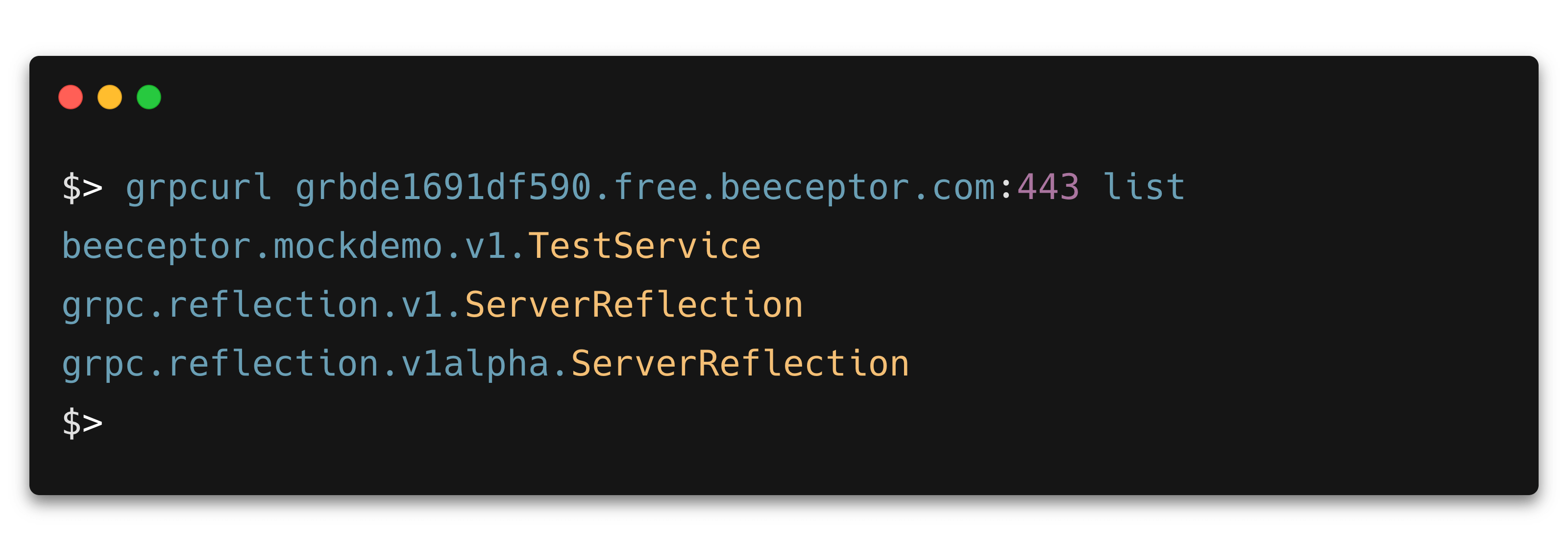 grpc curl services list