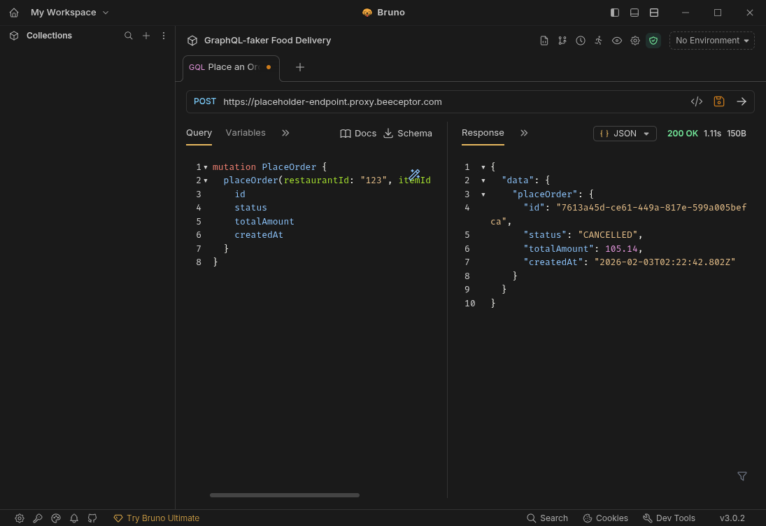 Place Order Mutation in Bruno
