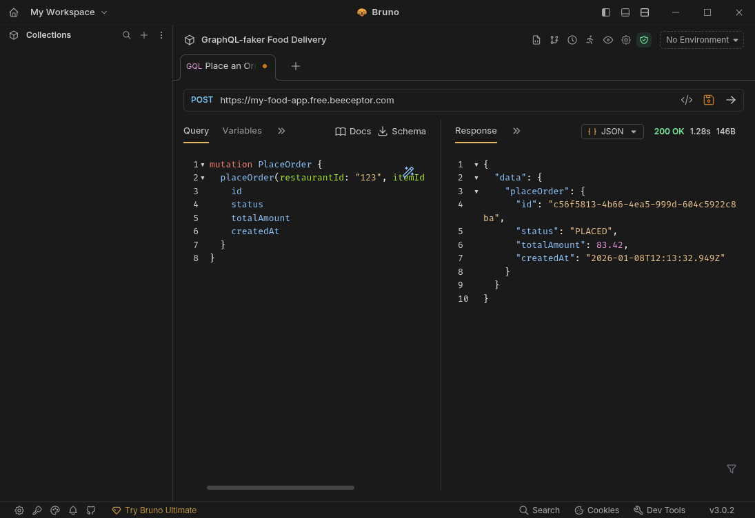 Place Order Mutation in Bruno