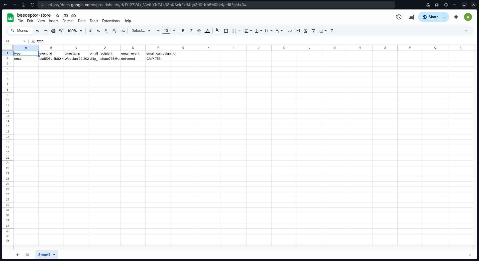 Request 2 - Google Sheets gets updated