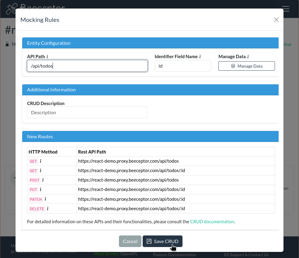 Set CRUD MockRule Path
