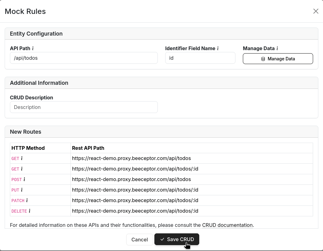 Set CRUD MockRule Path